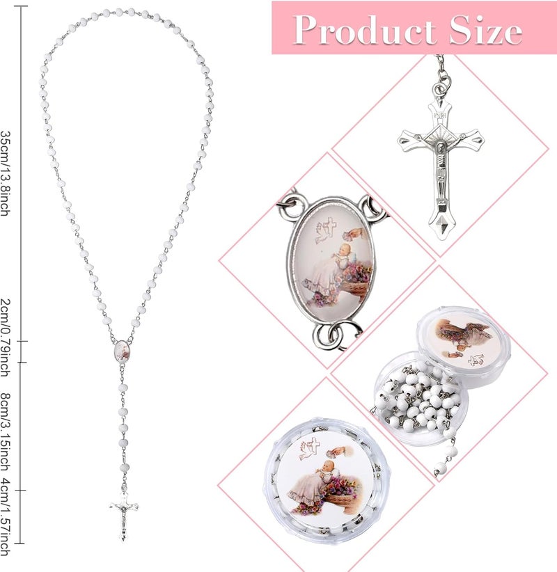 Brilucky 12 PCS Guardian Baby Angel White Bead Scented Rosaries For Baptism Gifts Girls Boys,Rosaries In Bulk For First Communion Party Favors Guests,Rosarios Catolicos 12 Pack Para Recuerdos De Bautizo - Image 2